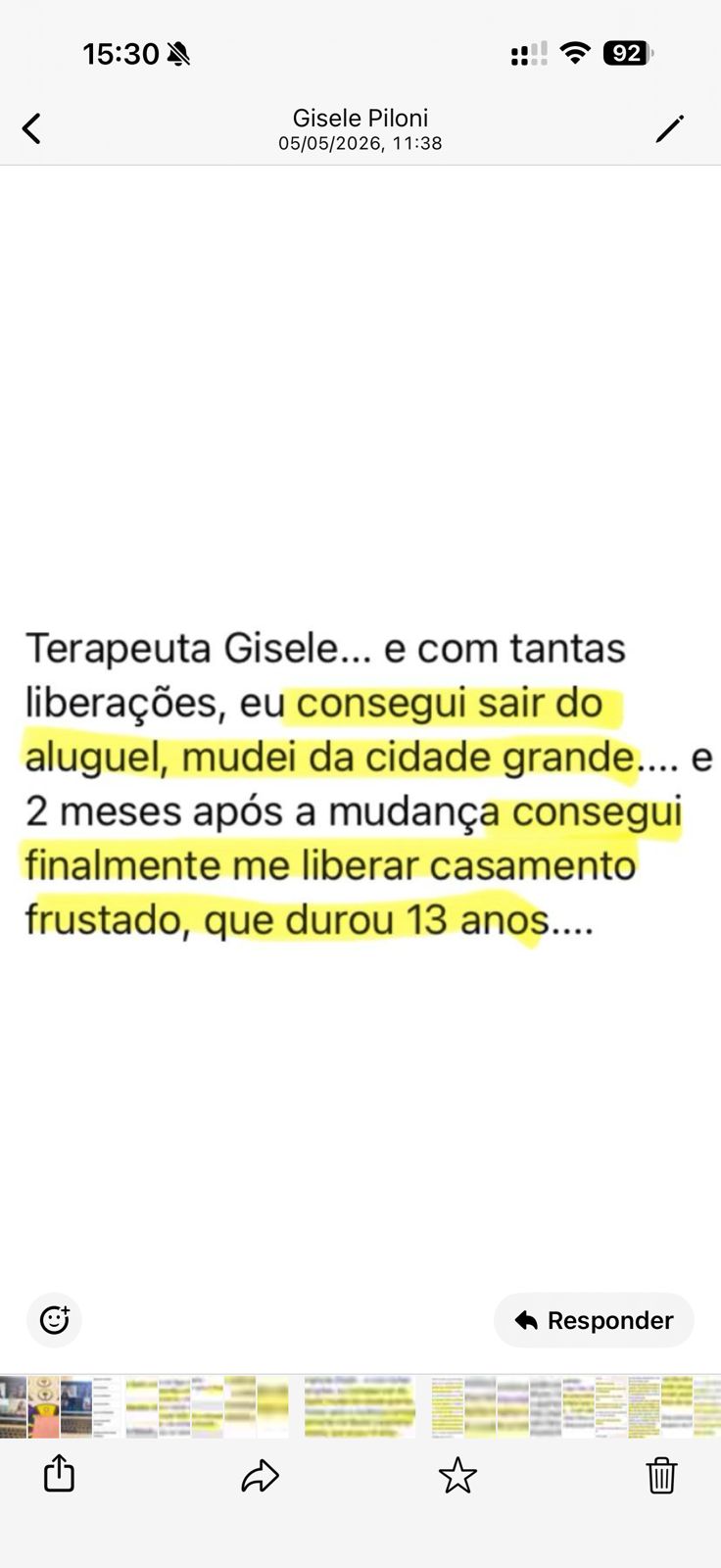 Print do depoimento