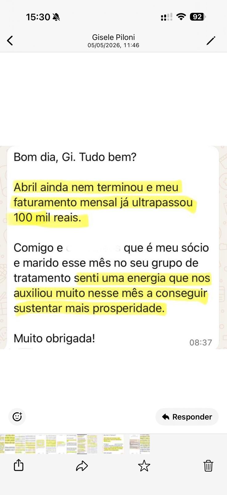 Print do depoimento