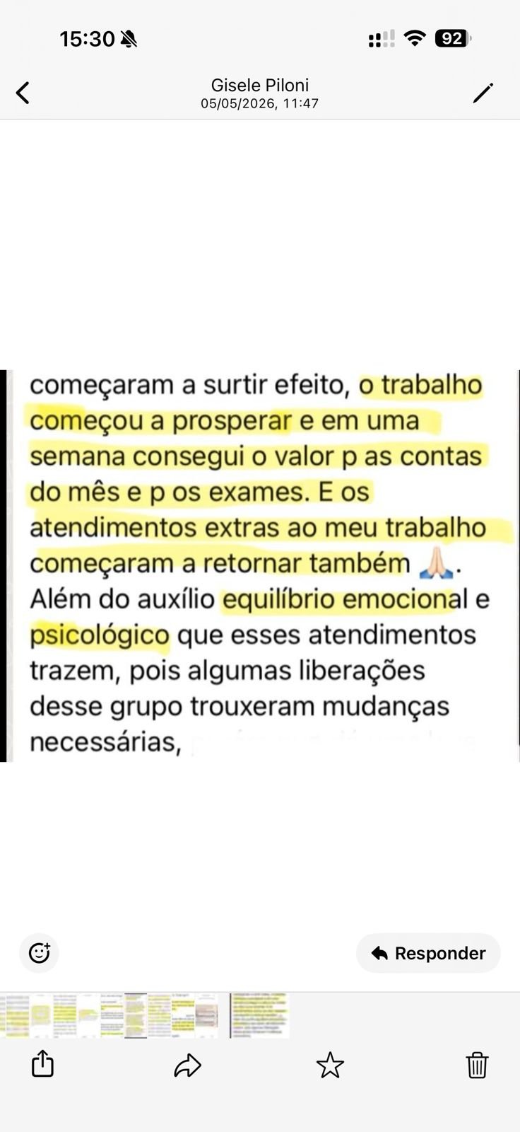 Print do depoimento