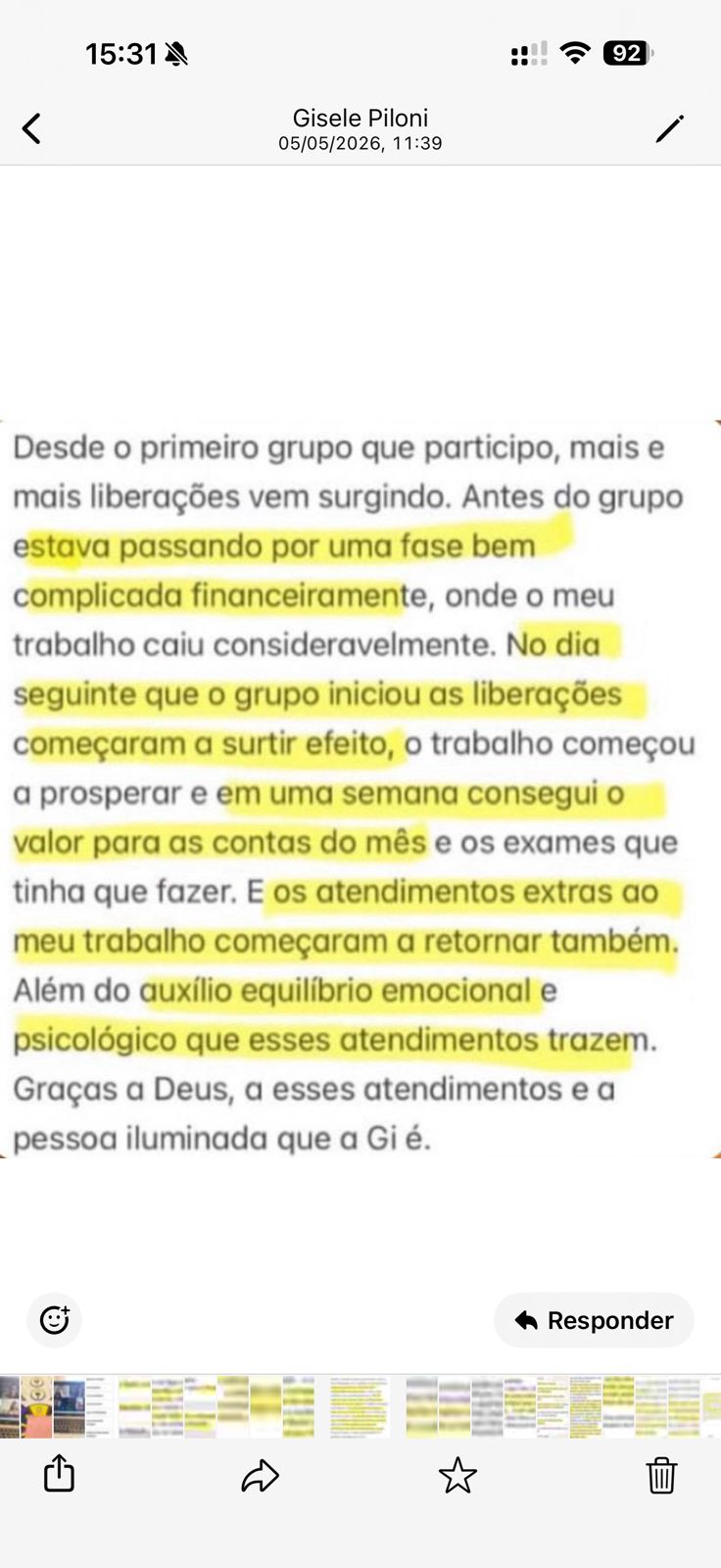 Print do depoimento